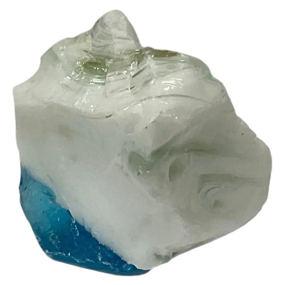 Milk Glass Satin Blue Tipped Art Glass Cullet Glowing Manganese Slag‎ #5GL141